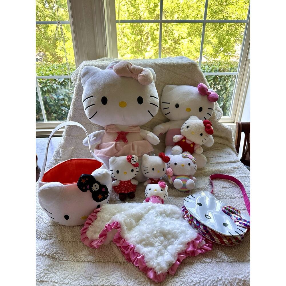 Assorted Hello Kitty Plush, Bag, Bucket & Lovey Lot Kawaii Build-a-bear, Sanrio